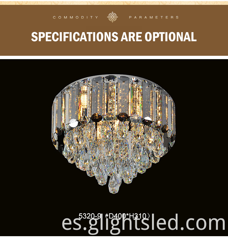 Lámpara de araña led de lujo de acero inoxidable de cristal moderno personalizable con ahorro de energía de buena calidad